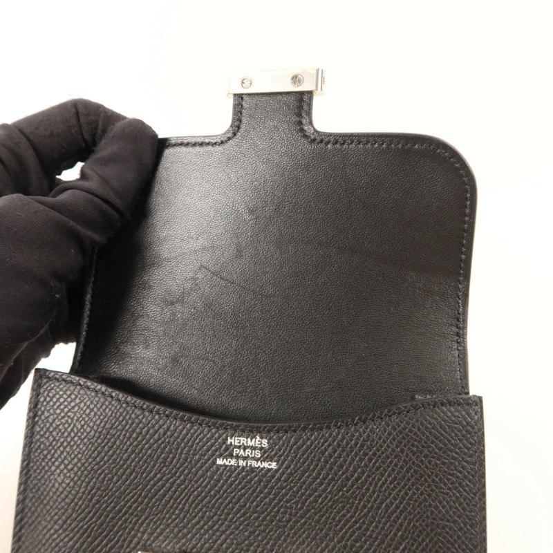 HERMES Epsom皮革Constance Slim銀扣錢包Noir-15