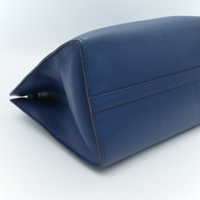 Prada 普拉達 藍色 Saffiano 牛皮 托特包-7