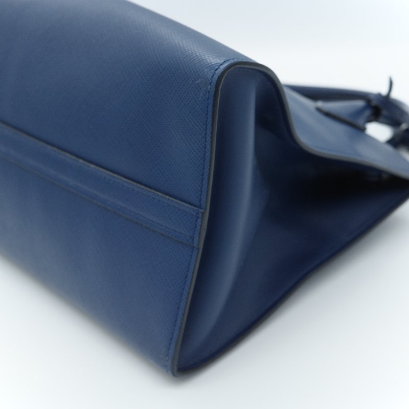 Prada 普拉達 藍色 Saffiano 牛皮 托特包-8