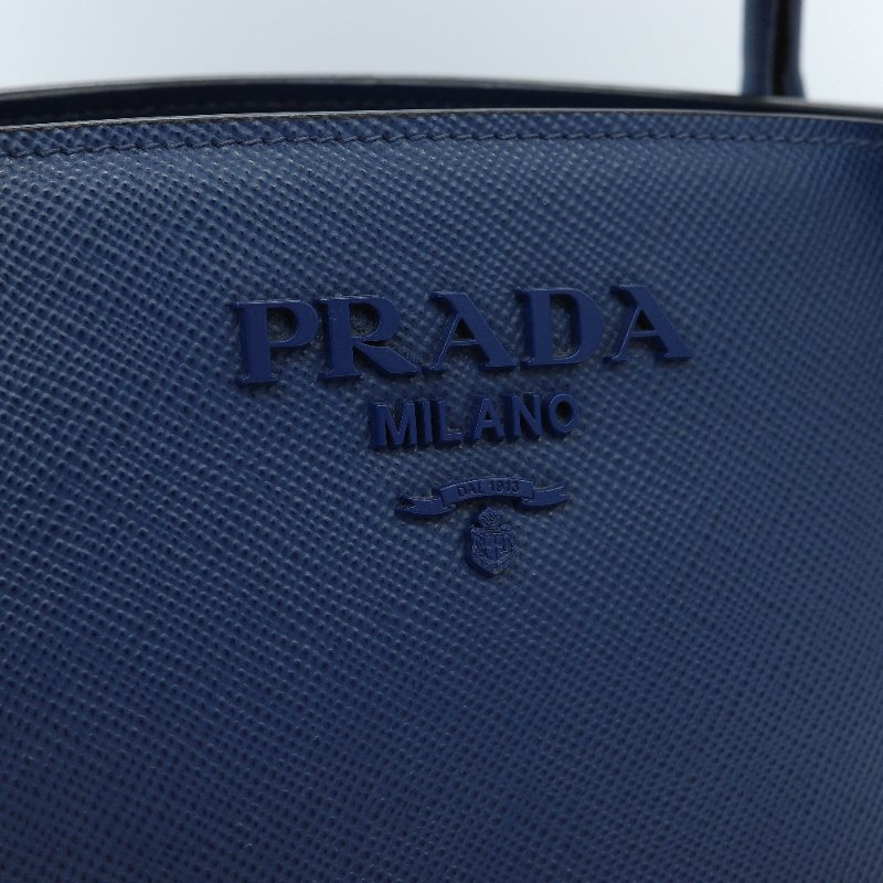 Prada 普拉達 藍色 Saffiano 牛皮 托特包-9