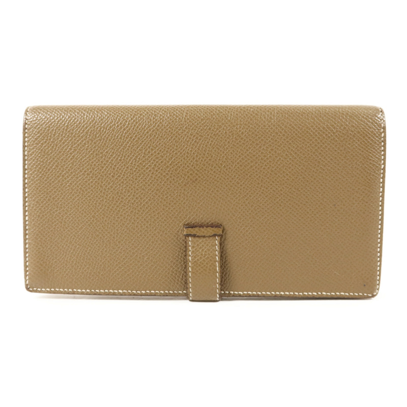 HERMES Epsom皮革Bearn Soufflet Wallet金扣長錢包Etoupe-1
