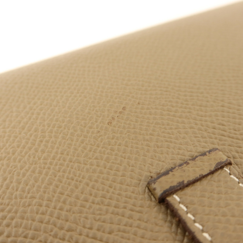 HERMES Epsom皮革Bearn Soufflet Wallet金扣長錢包Etoupe-13