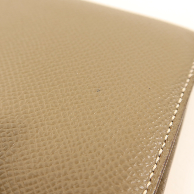 HERMES Epsom皮革Bearn Soufflet Wallet金扣長錢包Etoupe-14