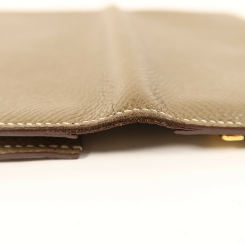 HERMES Epsom皮革Bearn Soufflet Wallet金扣長錢包Etoupe-15