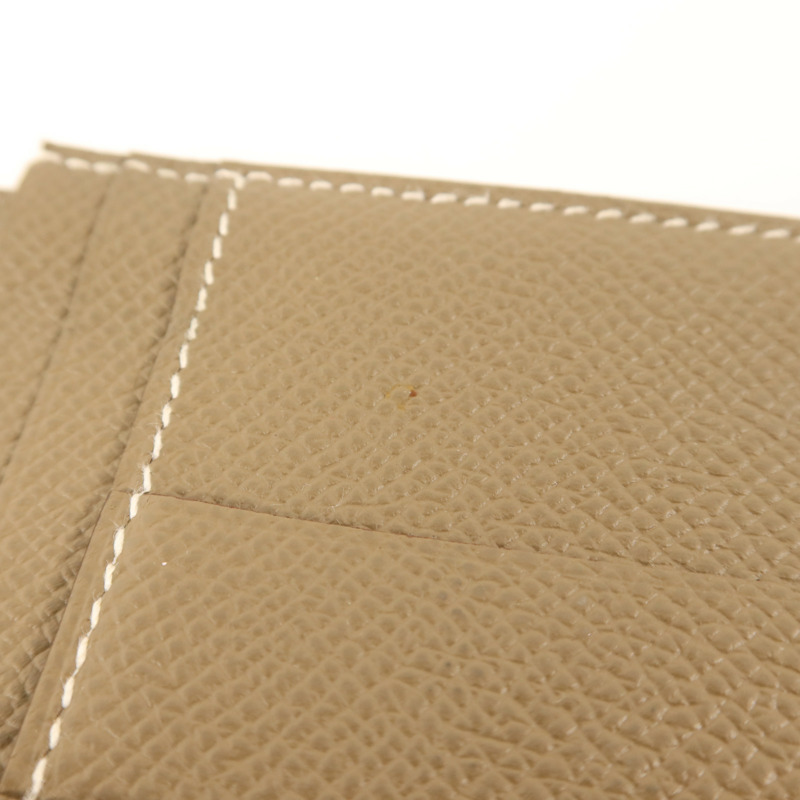 HERMES Epsom皮革Bearn Soufflet Wallet金扣長錢包Etoupe-16