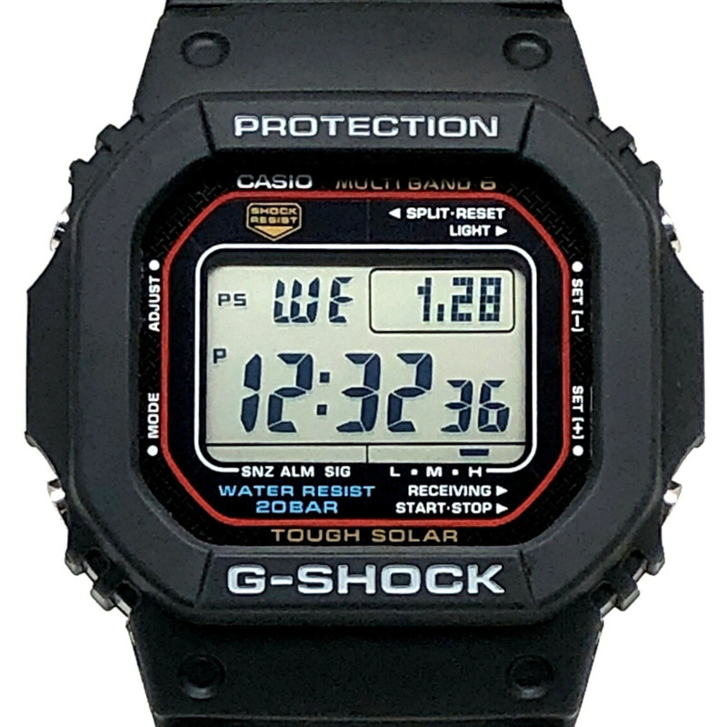 卡西歐 G-SHOCK GW-M5610U-1 電波太陽能手錶，支援六局電波接收，具備 Tough Solar 太陽能動力、LED 背光、方形設計，黑色。 2021 年 7 月發布。可在 Mikunigaoka 商店購買。-0