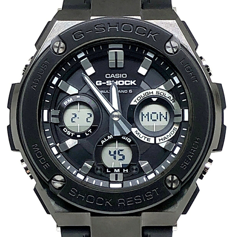 卡西歐 G-SHOCK GST-W110MS-1A G-STEEL 手錶,具備電波太陽能、Tough Multi-Band 6 六局電波接收、金屬錶圈、樹脂錶帶、多層防護結構、雙 LED 照明、指針/數位雙顯,黑色錶盤。 2025 年 6 月發售。可在 Mikunigaoka 商店購買。-0
