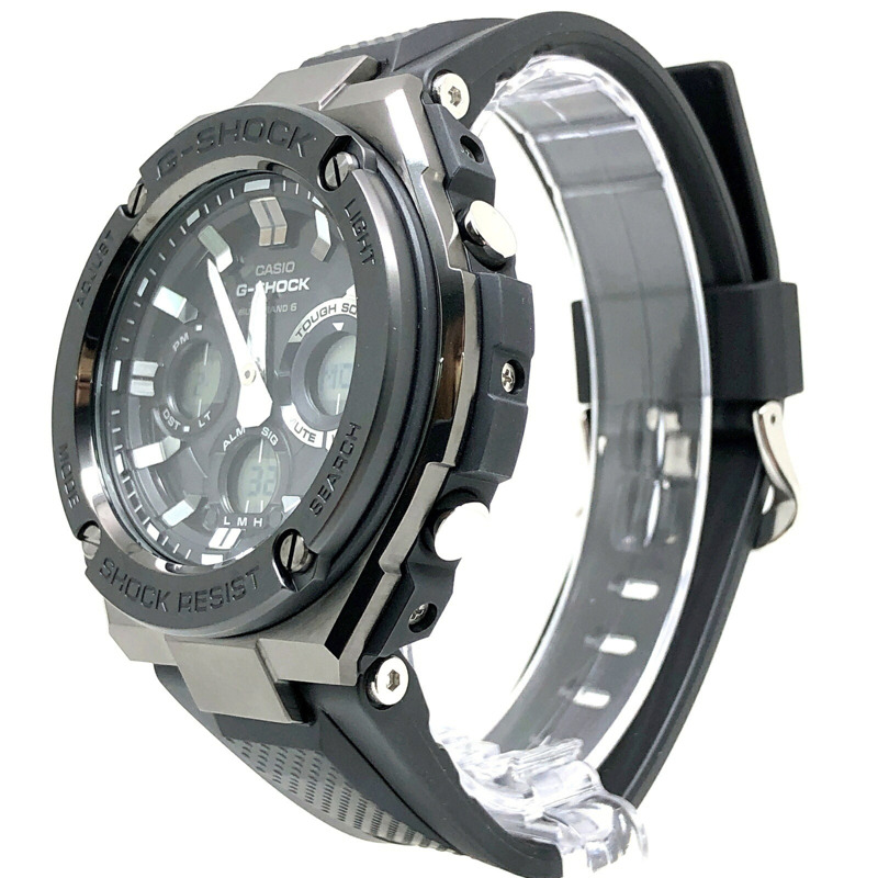 卡西歐 G-SHOCK GST-W110MS-1A G-STEEL 手錶,具備電波太陽能、Tough Multi-Band 6 六局電波接收、金屬錶圈、樹脂錶帶、多層防護結構、雙 LED 照明、指針/數位雙顯,黑色錶盤。 2025 年 6 月發售。可在 Mikunigaoka 商店購買。-2