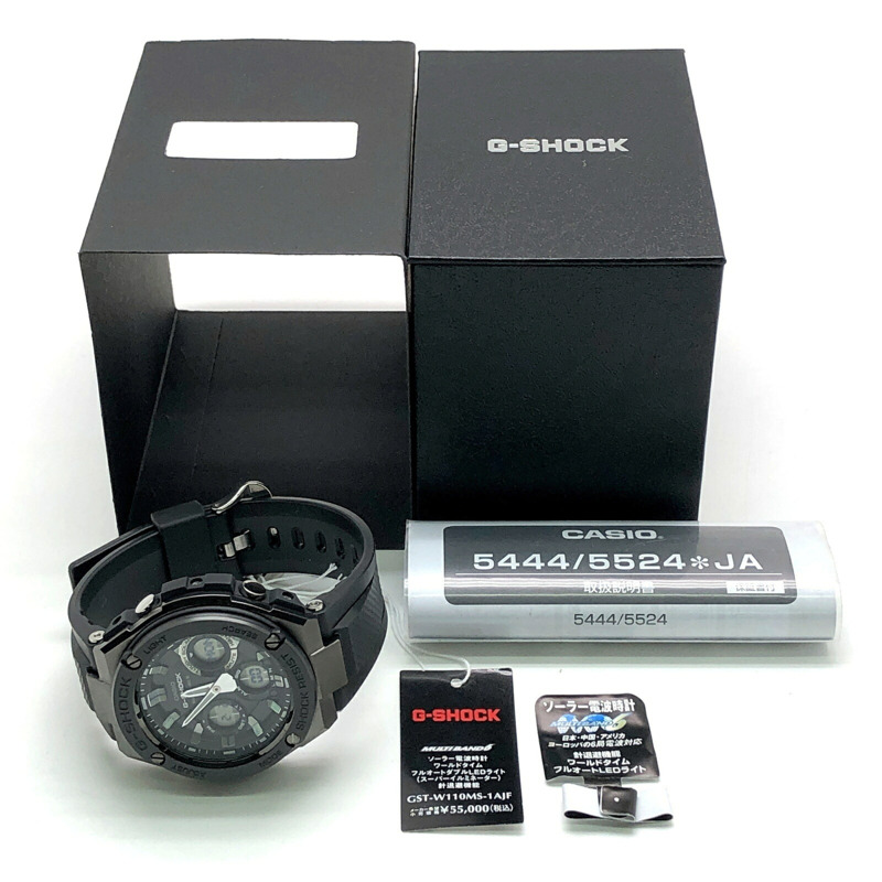 卡西歐 G-SHOCK GST-W110MS-1A G-STEEL 手錶,具備電波太陽能、Tough Multi-Band 6 六局電波接收、金屬錶圈、樹脂錶帶、多層防護結構、雙 LED 照明、指針/數位雙顯,黑色錶盤。 2025 年 6 月發售。可在 Mikunigaoka 商店購買。-9