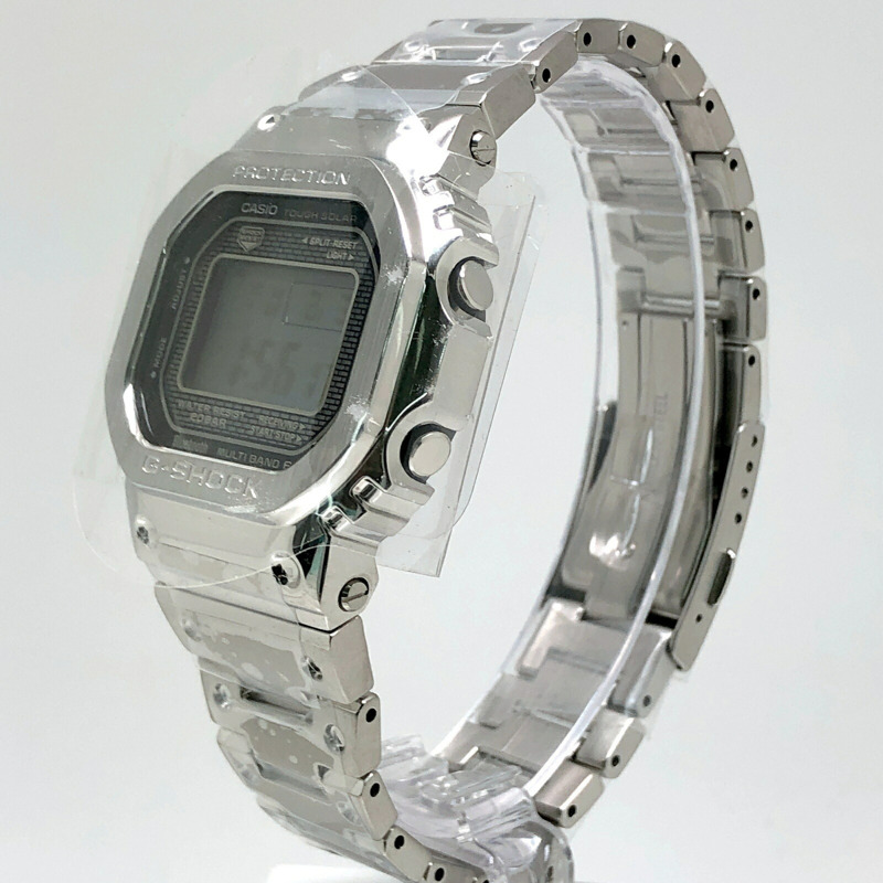 卡西歐 G-SHOCK GMW-B5000D-1 手錶,全金屬銀色,電波太陽能,藍牙,手機連接,LED 背光,旋入式後蓋,2018 年 4 月發售,Mikunigaoka 商店-2