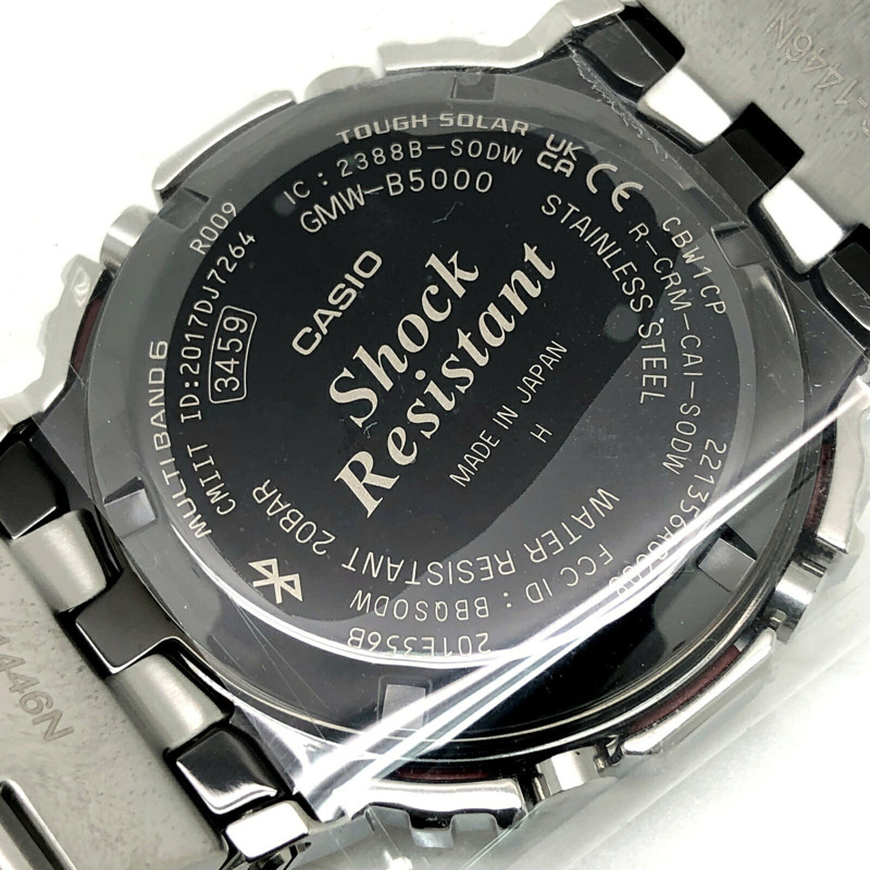 卡西歐 G-SHOCK GMW-B5000D-1 手錶,全金屬銀色,電波太陽能,藍牙,手機連接,LED 背光,旋入式後蓋,2018 年 4 月發售,Mikunigaoka 商店-7