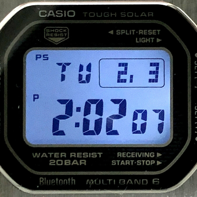 卡西歐 G-SHOCK GMW-B5000D-1 手錶,全金屬銀色,電波太陽能,藍牙,手機連接,LED 背光,旋入式後蓋,2018 年 4 月發售,Mikunigaoka 商店-8