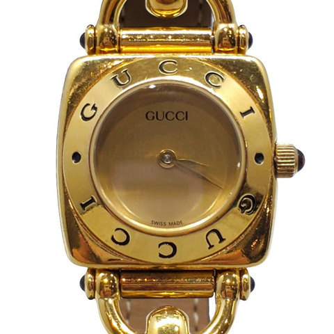 GUCCI 6300L 女士腕錶，舊款 Gucci 金棕色錶殼，非原廠錶帶，Kaizuka 專賣店