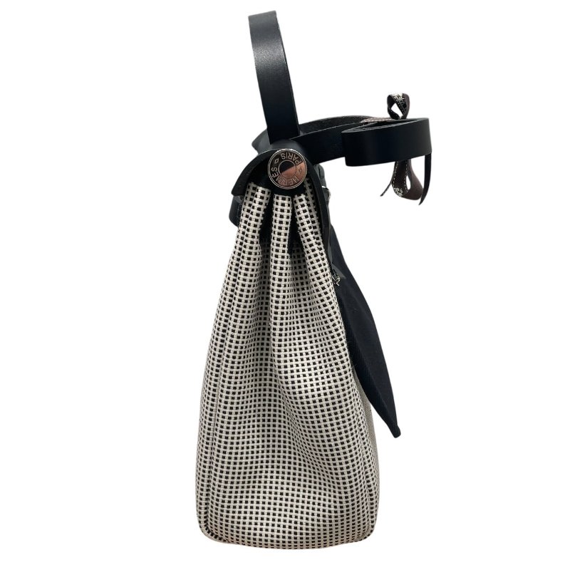 HERMES 愛馬仕 HERBAG 30 側背包 帆布×皮革 黑色 銀釦-3