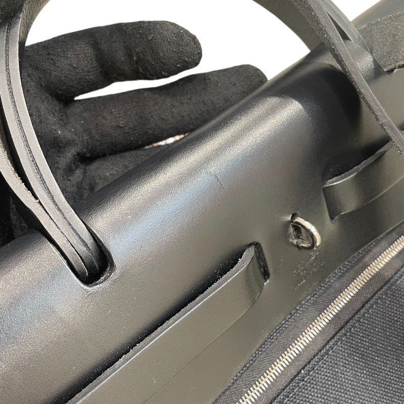 HERMES 愛馬仕 HERBAG 30 側背包 帆布×皮革 黑色 銀釦-11