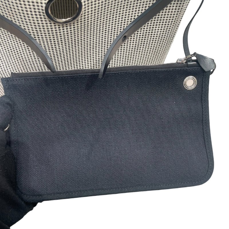 HERMES 愛馬仕 HERBAG 30 側背包 帆布×皮革 黑色 銀釦-17