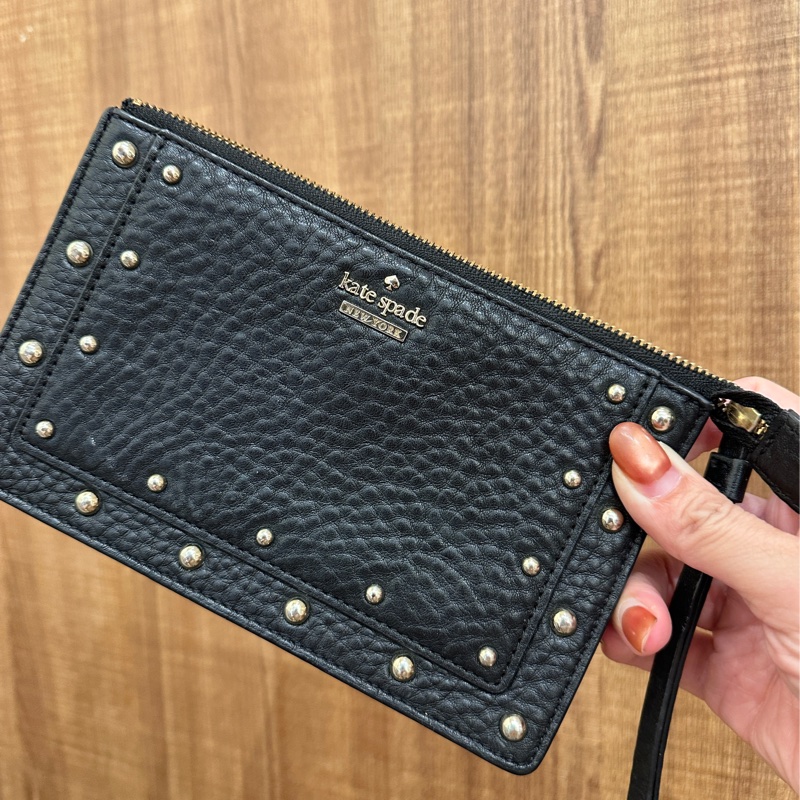 Kate spade 黑色牛皮手拿包-5