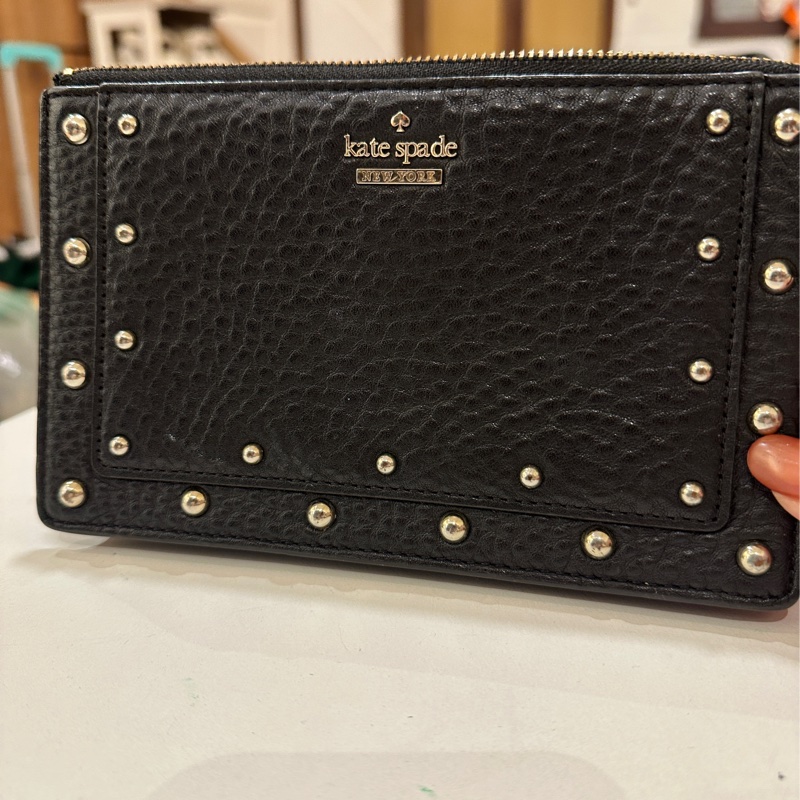 Kate spade 黑色牛皮手拿包-6