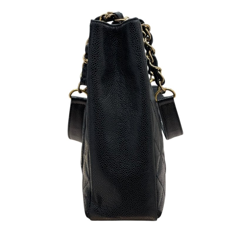 CHANEL 香奈兒 PST COCO 鍊條托特包 荔枝牛皮 黑色 金釦-2