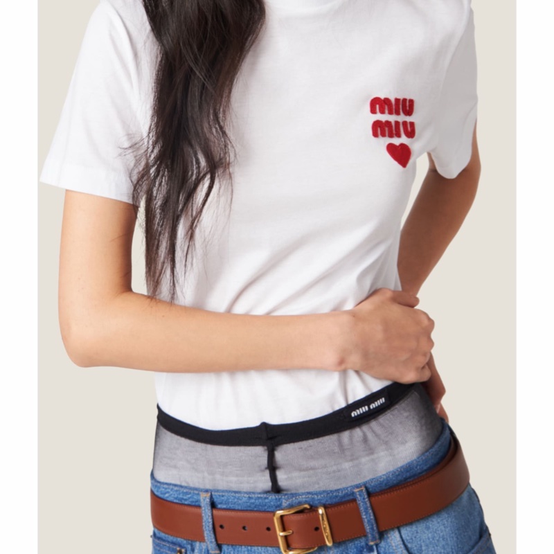 Miu Miu 女士 平紋針織短袖T恤XS S碼-1