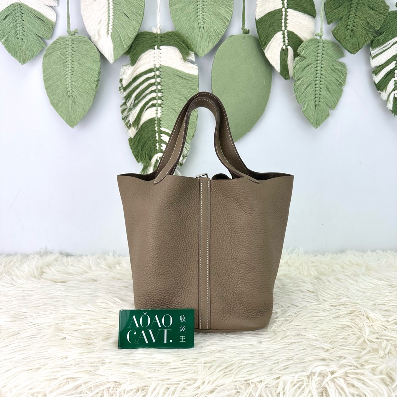 HERMES PICOTIN 22 大象灰銀扣菜籃子 Y Stamp 全套有單-4