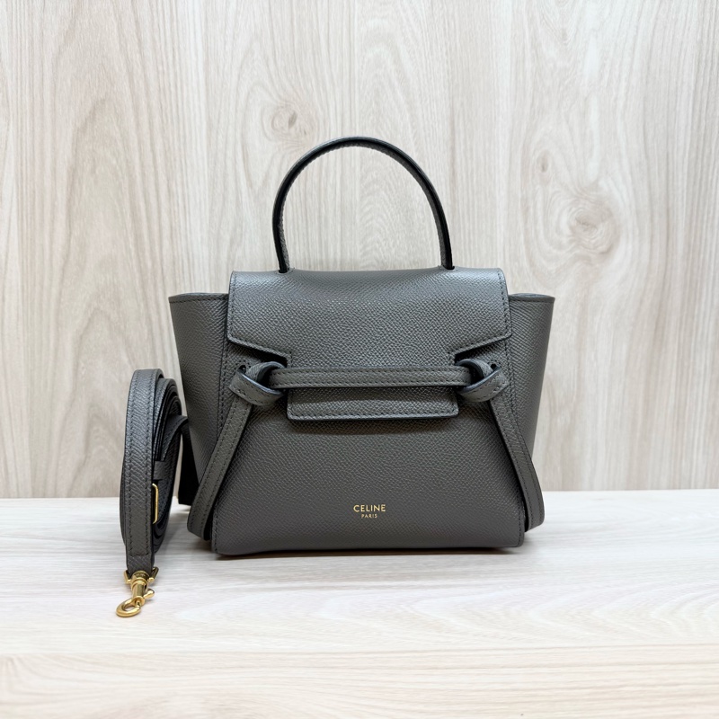 Celine大象灰牛皮金扣Pico Belt鯰魚包-2