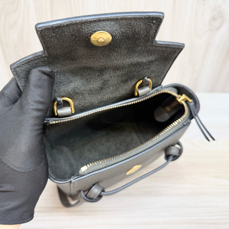 Celine大象灰牛皮金扣Pico Belt鯰魚包-9