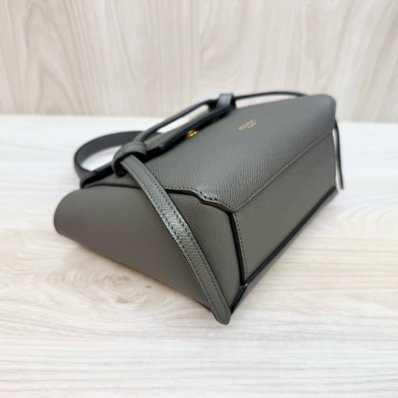 Celine大象灰牛皮金扣Pico Belt鯰魚包-13