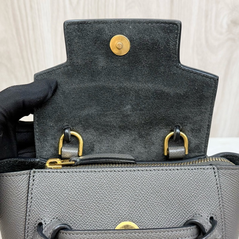 Celine大象灰牛皮金扣Pico Belt鯰魚包-19