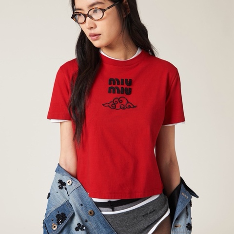 Miu Miu 女士 徽標雲朵T恤XS碼