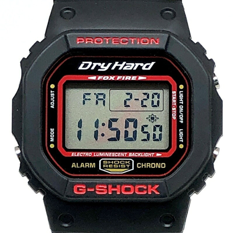 卡西歐 G-SHOCK DW-5600VT MINTIA DryHard 聯名腕錶,黑色火焰 EL 錶盤。非賣品。 2008 年 9 月得獎作品。三國丘店。-0
