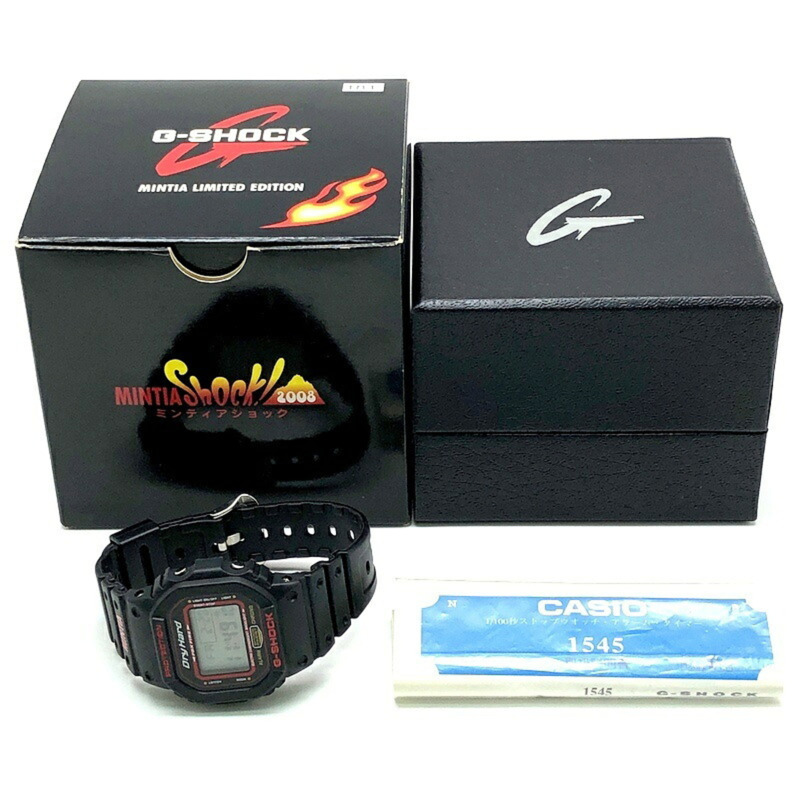 卡西歐 G-SHOCK DW-5600VT MINTIA DryHard 聯名腕錶,黑色火焰 EL 錶盤。非賣品。 2008 年 9 月得獎作品。三國丘店。-9