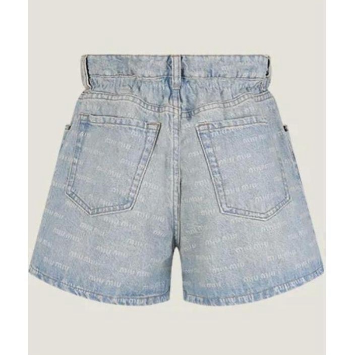 Miu Miu 女士 徽標細節牛仔短褲24 25 26碼-1