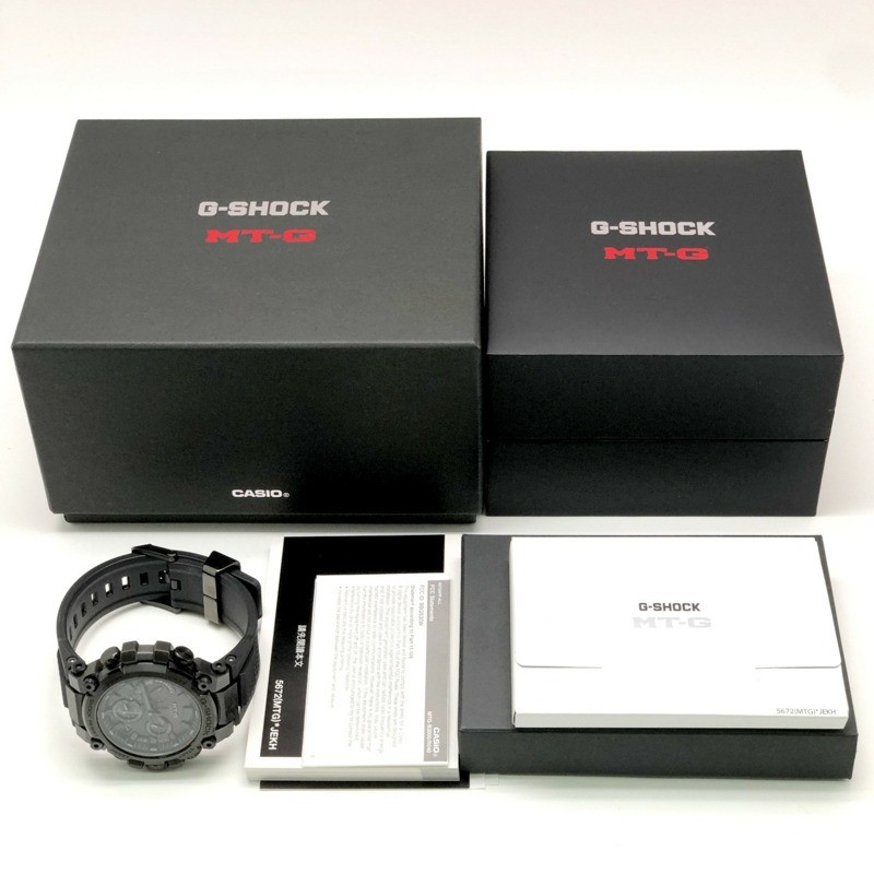 卡西歐 G-SHOCK MTG-B3000B-1A MT-G 電波太陽能手錶，支援藍牙、手機連接、三重防震（防震、防離心、防震動）、雙核防護結構、LED 照明、黑灰色指針，2022 年 5 月發售，Miigakunoka 商店有售。-9