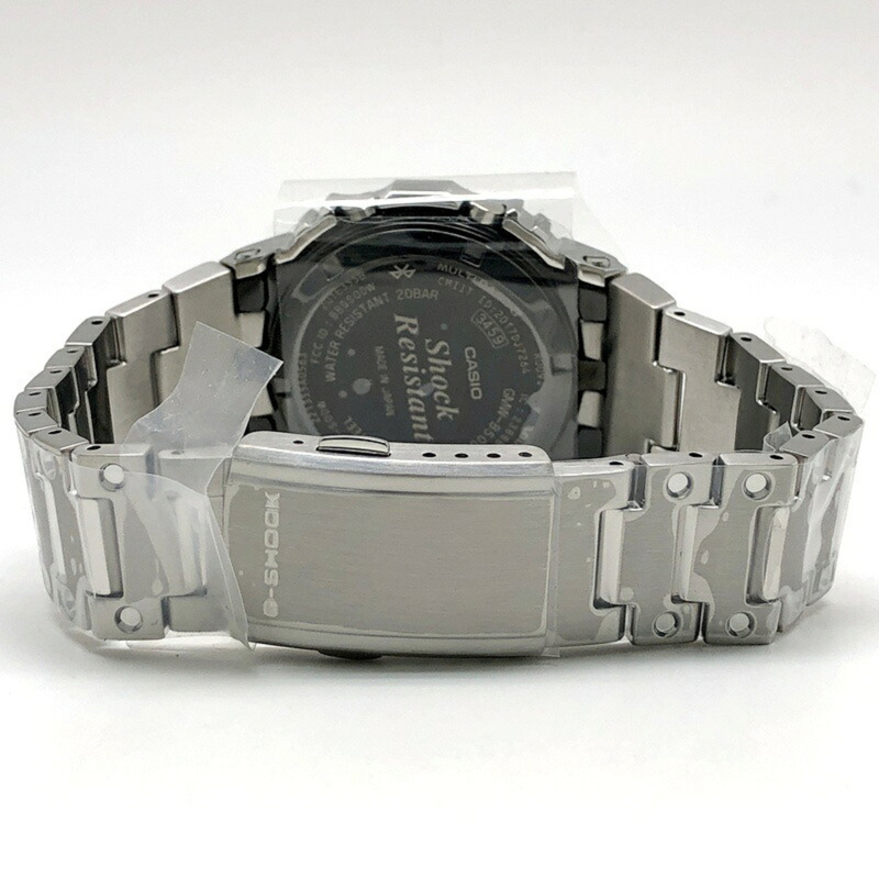 卡西歐 G-SHOCK GMW-B5000D-1 全金屬銀色手錶,具備電波太陽能動力、藍牙、手機連接、LED 背光和旋入式後蓋。 2018 年 4 月發布。可在 Mikunigaoka 商店購買。-6