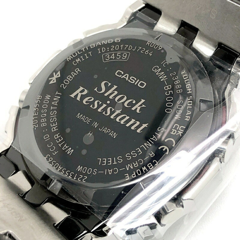 卡西歐 G-SHOCK GMW-B5000D-1 全金屬銀色手錶,具備電波太陽能動力、藍牙、手機連接、LED 背光和旋入式後蓋。 2018 年 4 月發布。可在 Mikunigaoka 商店購買。-7
