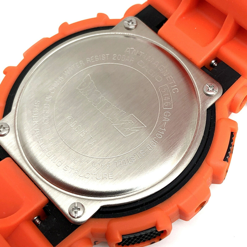 卡西歐 G-SHOCK GA-110JDB-1A4 龍珠Z聯名款腕錶,附LED背光,橘色指針/數位雙顯,錶盤印有孫悟空和四星球圖案,2020年8月在三國丘店發售-7