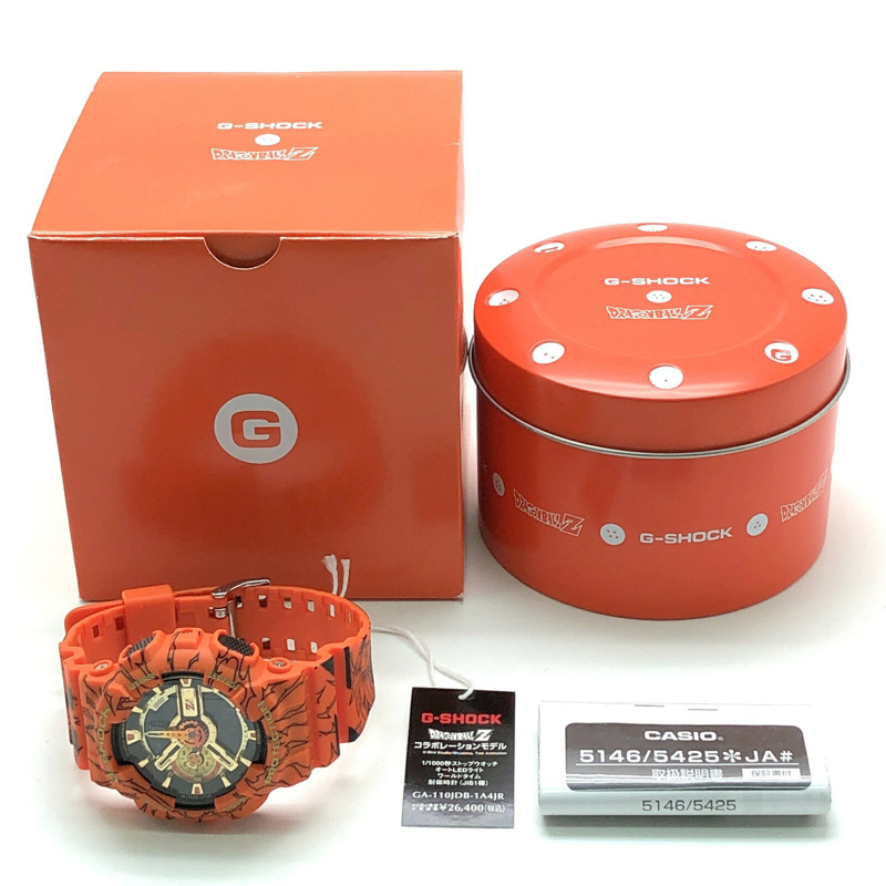 卡西歐 G-SHOCK GA-110JDB-1A4 龍珠Z聯名款腕錶,附LED背光,橘色指針/數位雙顯,錶盤印有孫悟空和四星球圖案,2020年8月在三國丘店發售-9