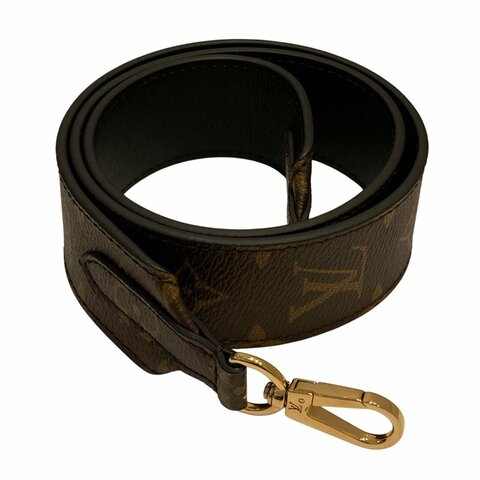 LOUIS VUITTON 路易威登 J02288 MONOGRAM STRAP 背帶 PVC帆布 老花 棕色 黑色 雙面 金釦