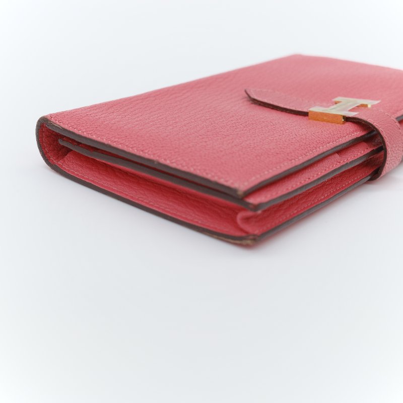 Hermès 愛馬仕 Béarn Soufflet 粉色 山羊皮 長夾-3