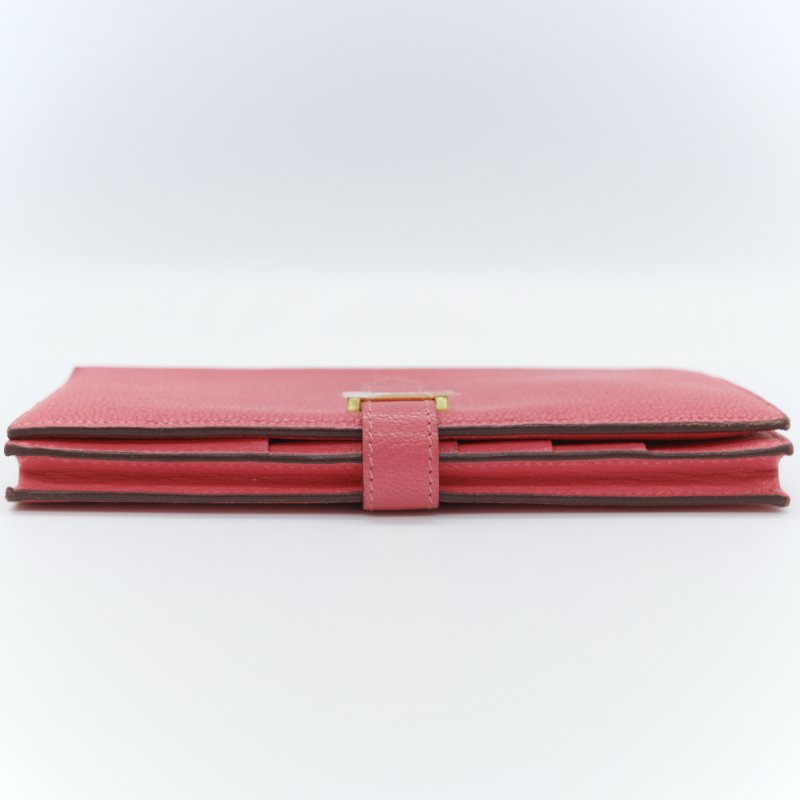 Hermès 愛馬仕 Béarn Soufflet 粉色 山羊皮 長夾-6
