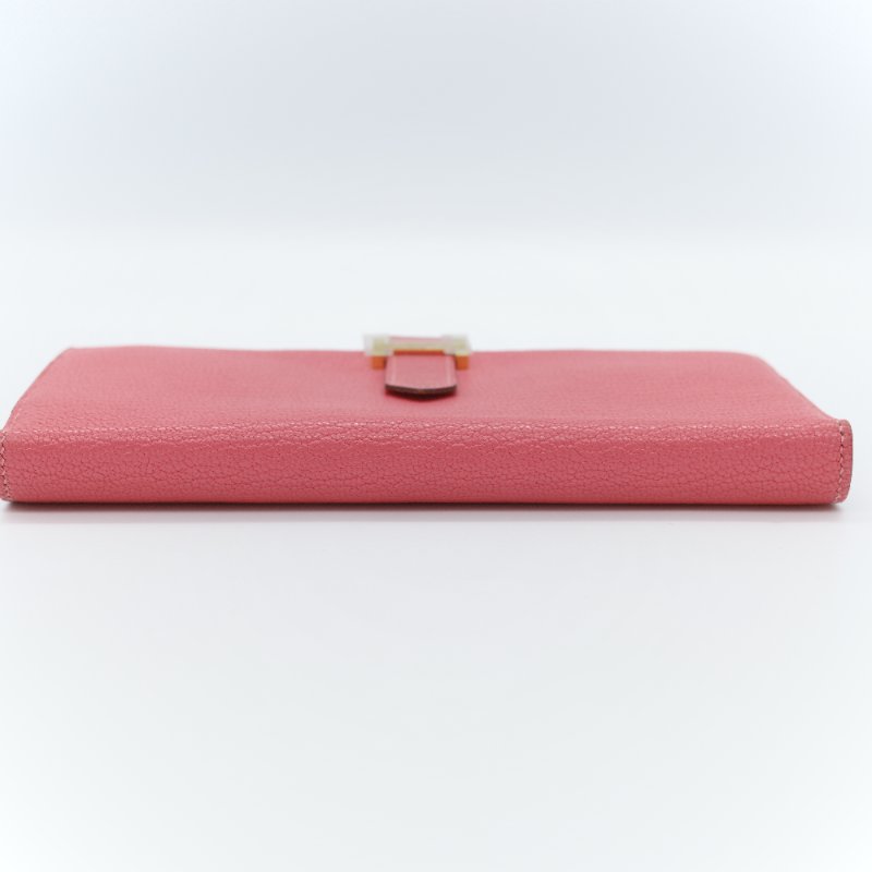 Hermès 愛馬仕 Béarn Soufflet 粉色 山羊皮 長夾-7