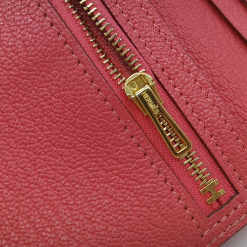 Hermès 愛馬仕 Béarn Soufflet 粉色 山羊皮 長夾-14