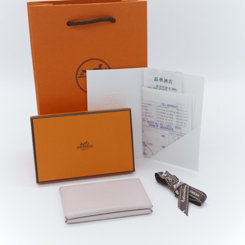 Hermès 愛馬仕 Calvi Evercolor 紫粉色 小牛皮 名片夾 零錢包 卡夾-1