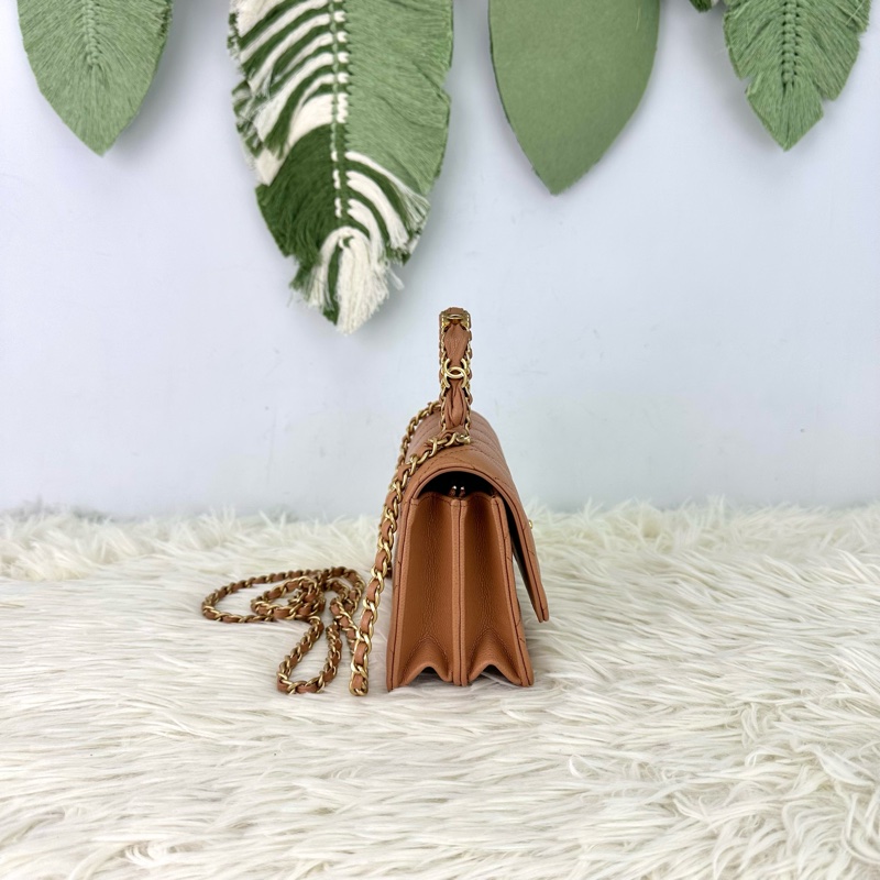 CHANEL 25b Handle 奶茶色 WOC 晶片款-3