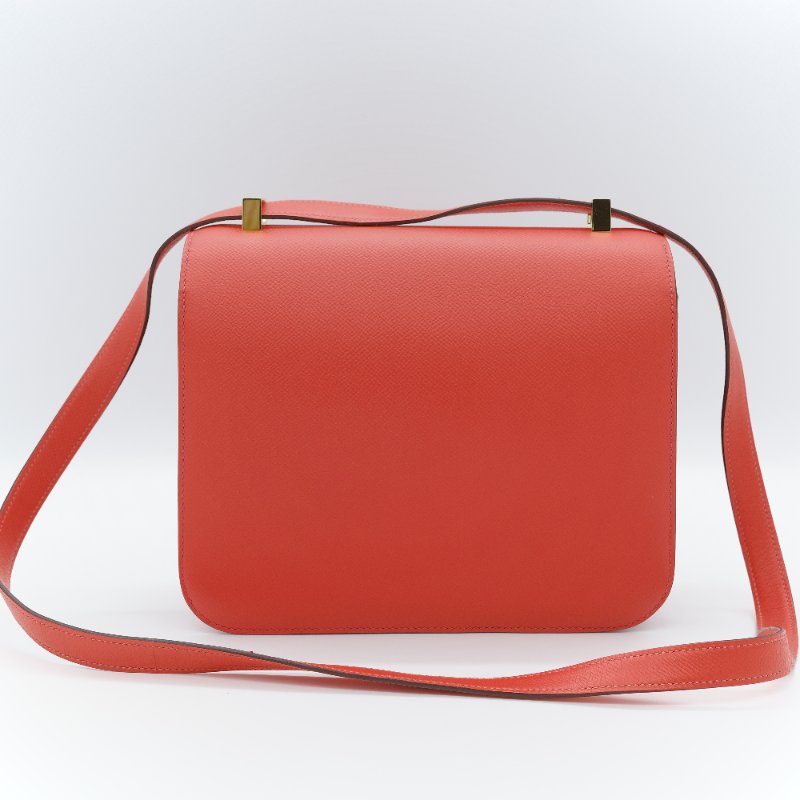 Hermès 愛馬仕 Constance 24 橘紅色 Epsom 牛皮 肩背包 斜背兩用包-6