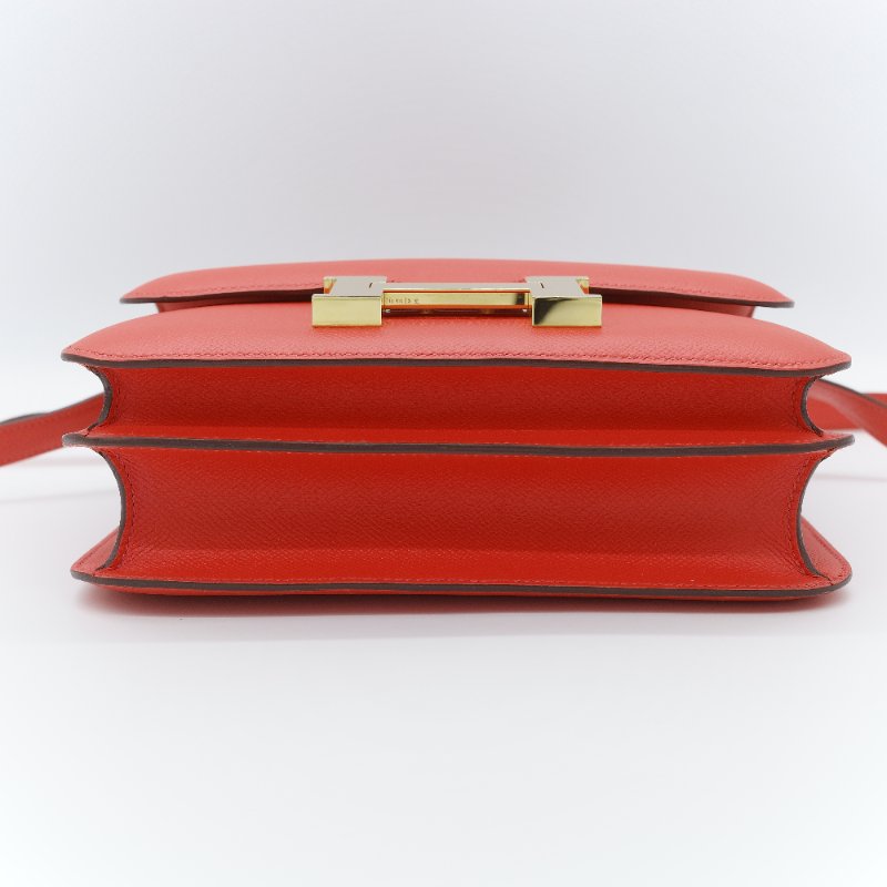 Hermès 愛馬仕 Constance 24 橘紅色 Epsom 牛皮 肩背包 斜背兩用包-7