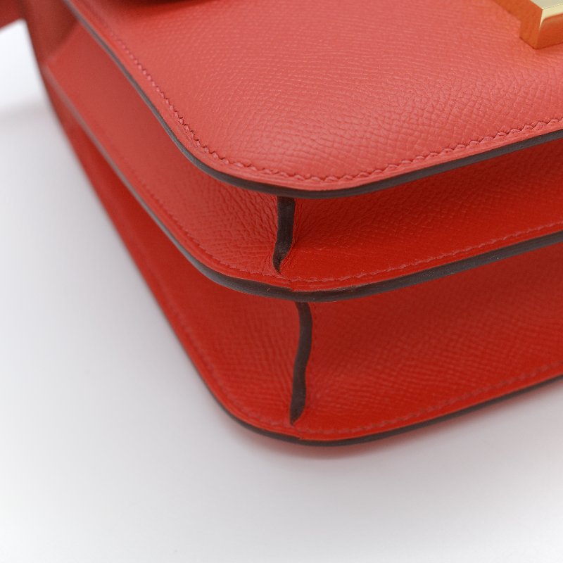 Hermès 愛馬仕 Constance 24 橘紅色 Epsom 牛皮 肩背包 斜背兩用包-8