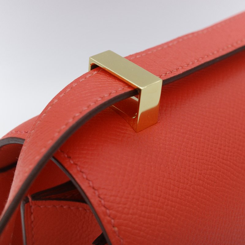 Hermès 愛馬仕 Constance 24 橘紅色 Epsom 牛皮 肩背包 斜背兩用包-11