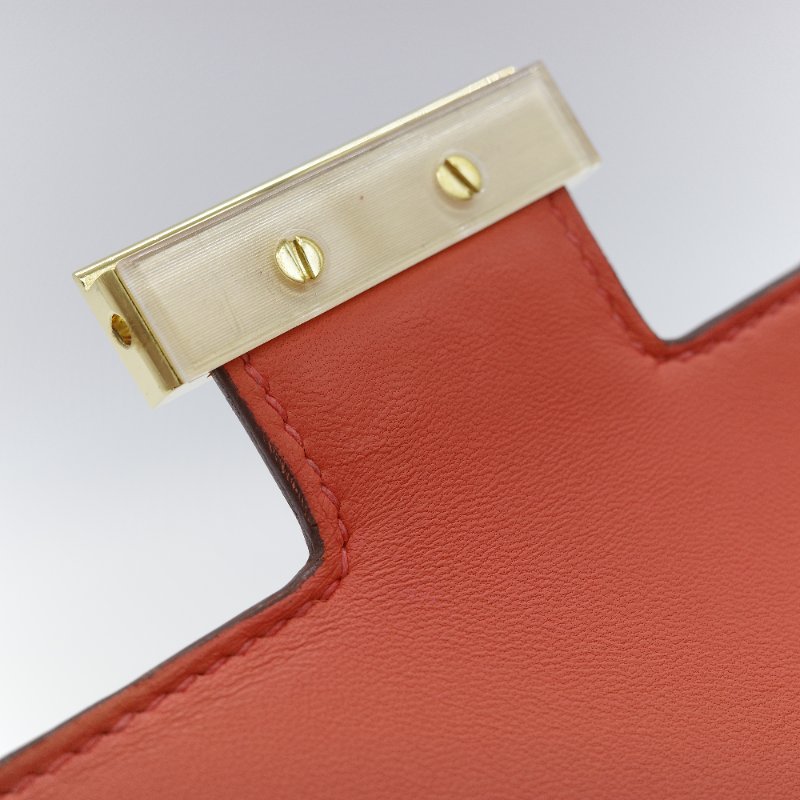 Hermès 愛馬仕 Constance 24 橘紅色 Epsom 牛皮 肩背包 斜背兩用包-15